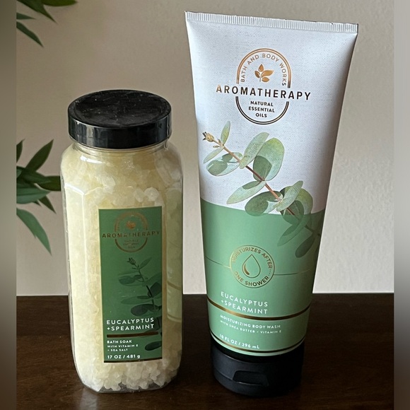 Bath & Body Works Aromatherapy Eucalyptus Spearmint Body Cream & Bath Soak Salts - Picture 1 of 1